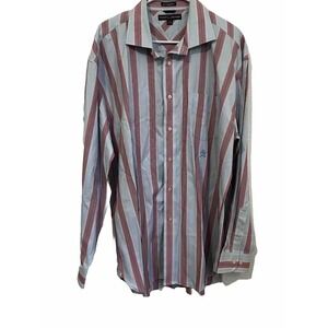 TOMMY HILFIGER MENS BUTTON DOWN SHIRT SIZE XL VTG 80S 2 PLY‎ FABRIC STRIPED